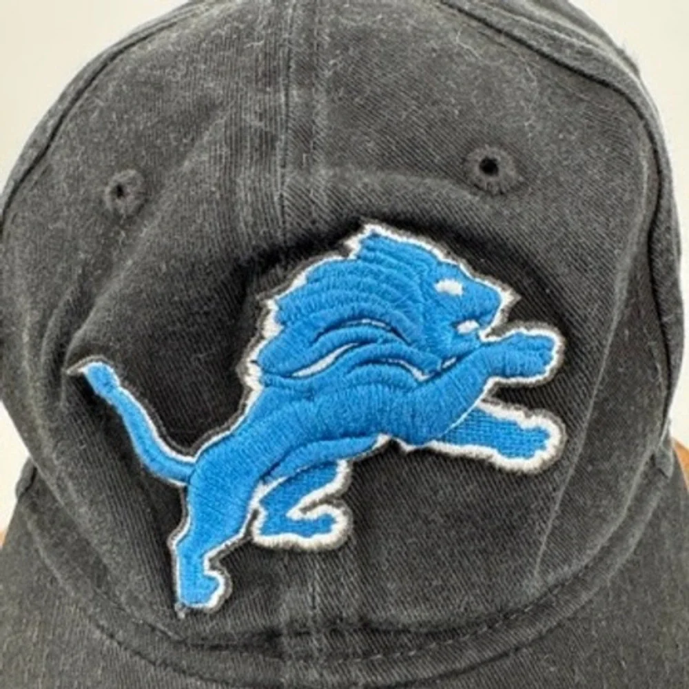 Detroit Lions NFL Hat Mens Fitted XX‎ Large New Era Black Blue Embroidered